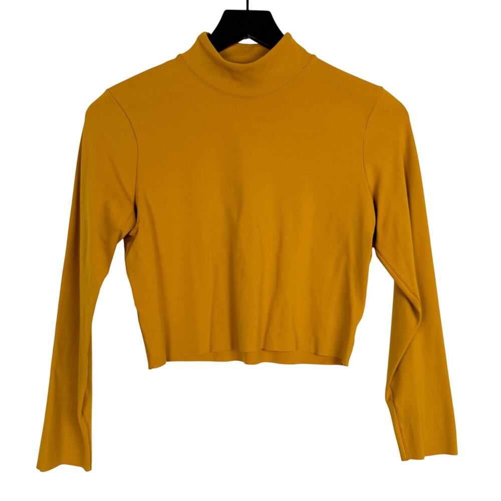 Nike Yoga Luxe Dri-Fit Crop Top Tight Fit Mock Neck Yellow DR2203 - M